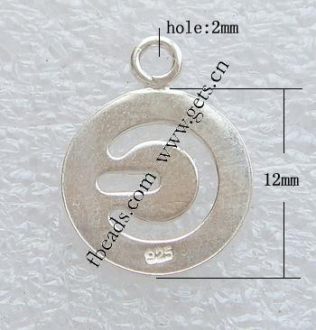 Sterling Silber Tag, 925 Sterling Silber, flache Runde, plattiert, keine, 12x12mm, Bohrung:ca. 2mm, verkauft von PC