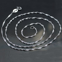 Collier en argent sterling chaîne, argent sterling 925, Plaqué de platine, Chaîne Singapour, 1.2mm Environ 18 pouce, Vendu par brin