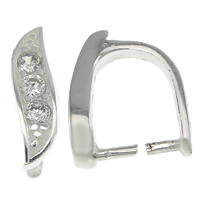 Sterlingsilber Kneifen Schlaufe, 925 Sterling Silber, mit kubischer Zirkonia, plattiert, keine, 3x11x9mm,1mm, verkauft von PC