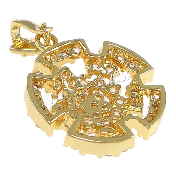 Pendentifs en laiton zircon cubique (CZ), fleur, Placage, avec zircone cubique, plus de couleurs à choisir, protéger l'environnement, sans nickel, plomb et cadmium, 21x25x7mm, Trou:Environ 3x6mm, Vendu par PC