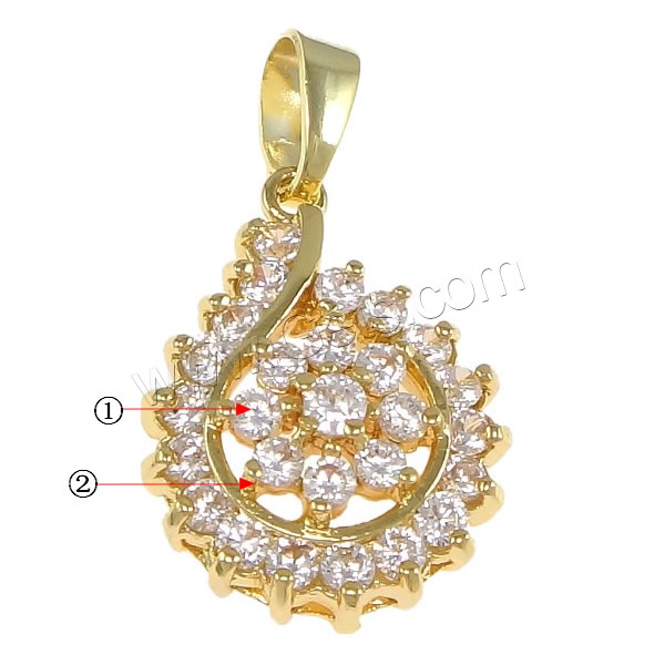 Pendentifs en laiton zircon cubique (CZ), larme, Placage, avec zircone cubique, plus de couleurs à choisir, protéger l'environnement, sans nickel, plomb et cadmium, 18x25x8mm, Trou:Environ 4x7mm, Vendu par PC