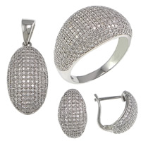 Zircon cubique Micro Pave Sterling Sliver parures de bijoux, argent sterling 925, pendentif & bague, anneau & boucle d'oreille, ovale plat, Placage, pavé de micro zircon & creux, plus de couleurs à choisir 12mm Environ Vendu par fixé