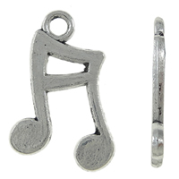 Musikinstrument Zinklegierung Anhänger, Musiknote, plattiert, keine, frei von Nickel, Blei & Kadmium, 15x8.5x1mm, Bohrung:ca. 2mm, ca. 2680PCs/kg, verkauft von kg