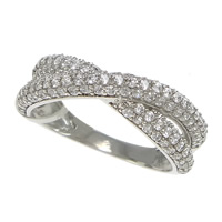 Befestigter Zirkonia Sterlingsilber Fingerring, 925 Sterling Silber, plattiert, Micro pave Zirkonia, keine, 7mm, Größe:7, verkauft von PC