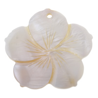 Natural Freshwater Shell Pendants, Flower, white Approx 1mm 