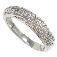 Befestigter Zirkonia Sterlingsilber Fingerring, 925 Sterling Silber, plattiert, Micro pave Zirkonia, keine, 4mm, Größe:7, verkauft von PC