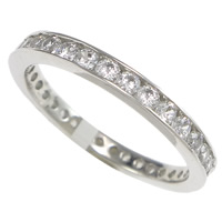 Befestigter Zirkonia Sterlingsilber Fingerring, 925 Sterling Silber, plattiert, Micro pave Zirkonia, keine, 2.5mm, Größe:9, verkauft von PC