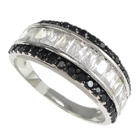 Zircon pavent argent sterling Bague, argent sterling 925, Placage, pavé de micro zircon & facettes, 8mm Vendu par PC