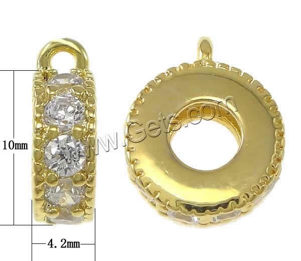 Brass Bail Bead, Donut, plated, micro pave cubic zirconia, more colors for choice, 4.2x10mm, Hole:Approx 3mm, 0.8mm, Sold By PC