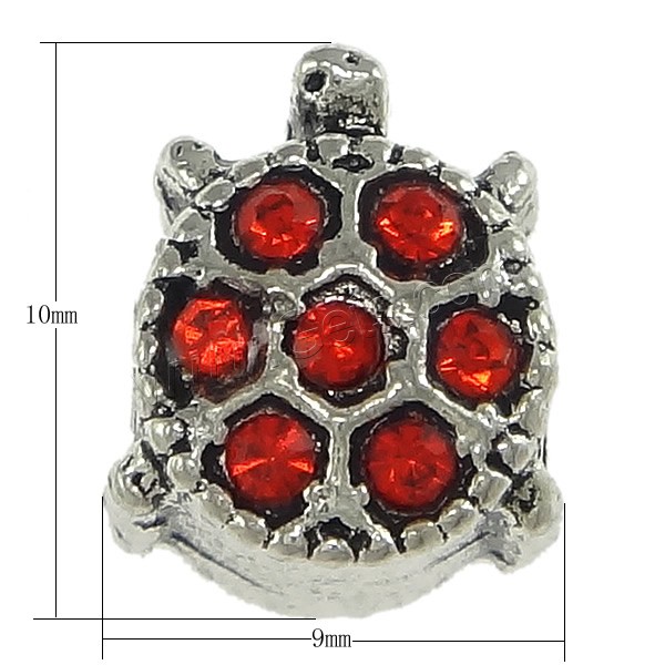 Strass Zink Legierung Europa Perlen, Zinklegierung, Schildkröter, plattiert, ohne troll & mit Strass & Schwärzen, keine, frei von Nickel, Blei & Kadmium, 9x10x8mm, Bohrung:ca. 4mm, verkauft von PC