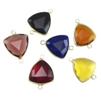 Pendant de cuivre de verre, laiton, avec verre, triangle, Placage de couleur d'or, facettes & boucle de 1/1, plus de couleurs à choisir Environ 2mm, Vendu par PC