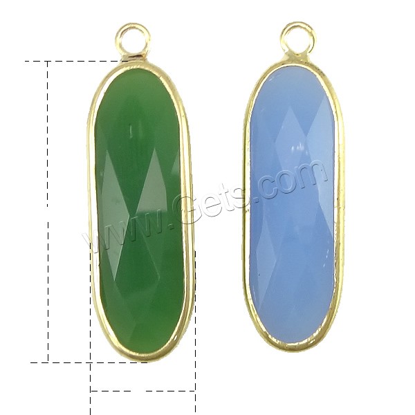 Glass Brass Pendants, with Glass, Flat Oval, gold color plated, different size for choice & faceted, more colors for choice, Sold By PC