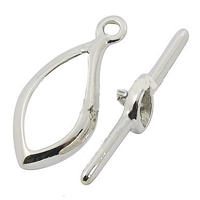 Messing Knebelverschluss, Tropfen, plattiert, Einzelstrang, keine, 12x28mm, 6x30mm, Bohrung:ca. 2mm, 100SetsSatz/Tasche, verkauft von Tasche