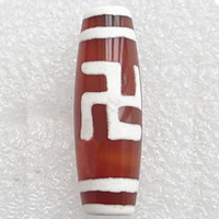 Natural Tibetan Agate Dzi Beads, Oval & textured 