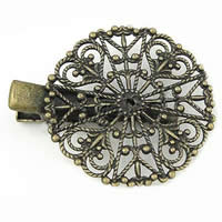 Alligator Hair Clip Findings, Iron, with brass setting, Flower, plated, hollow nickel, lead & cadmium free  