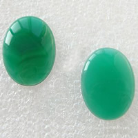 Cabujones de Ágata, Ágata verde, Redondo Aplanado, espalda plana, 20x15x3mm, Vendido por UD