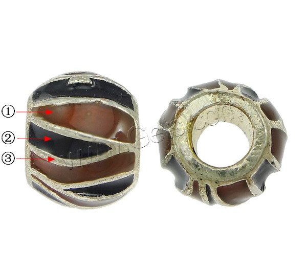 Enamel Zinc Alloy European Beads, Drum, plated, without troll, more colors for choice, cadmium free, 8.5x11mm, Hole:Approx 5mm, Sold By PC