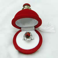 Boite en velours pour bague, velours de coton, avec corde en nylon & alliage de zinc, chapeau, rouge Vendu par PC