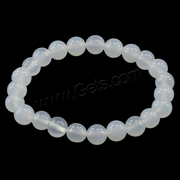 agate blanche bracelet, naturel, Personnalisé & multiple tailles pour le choix, Longueur:Environ 7.5 pouce, Vendu par brin