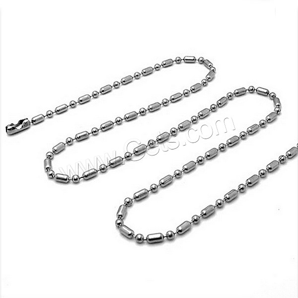 Titanium Steel Chain Necklace, Stainless Steel, different length for choice & ball chain, original color, 2mm, Sold By Strand