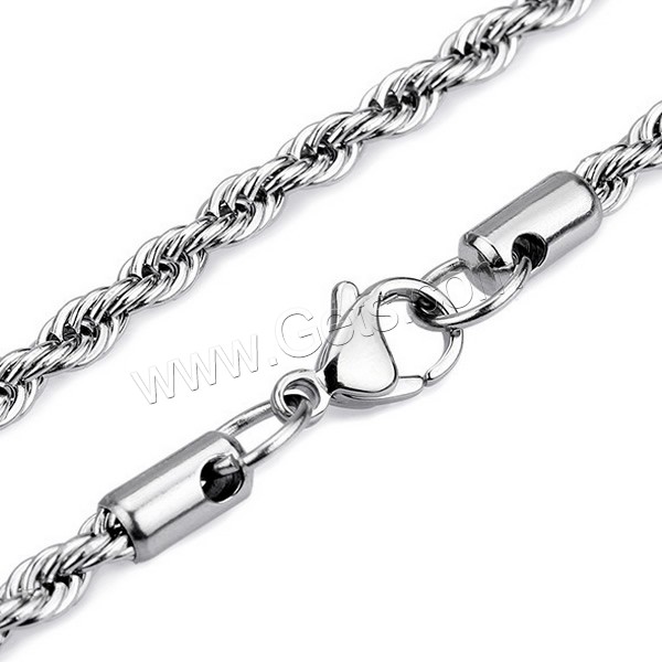 Titanium Steel Chain Necklace, Stainless Steel, different size for choice & rope chain, original color, 2mm, Sold By Strand