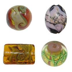 Gold Foil Lampwork Beads