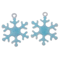 Pendentifs de Noël en alliage de zinc, flocon de neige, peinture, Bijoux de Noël & poudre colorée, bleu Environ 1mm, Vendu par PC