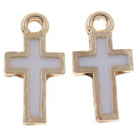 Zinc Alloy Cross Pendants, gold color plated, enamel Approx 1mm 