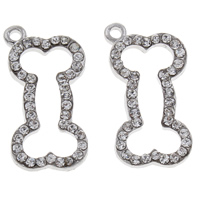 Zinc Alloy Rhinestone Pendants, Dog Bone, platinum color plated, with rhinestone Approx 1mm 