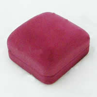 Velvet Ring Box, Velveteen, with Glue Film, Rectangle, rose carmine 