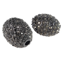 Perles de gros trou en alliage de zinc, ovale, Placage de couleur noire de plumbum, normes différentes pour le choix & avec strass, protéger l'environnement, sans nickel, plomb et cadmium Environ 3mm, Vendu par PC