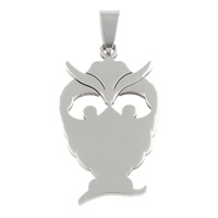 Pendentifs d'animaux en acier inoxydable , hibou, couleur originale Environ Vendu par PC