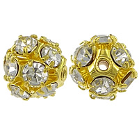 Boule strass Spacer, laiton, Rond, Placage, avec strass, plus de couleurs à choisir Environ 1.5mm, Vendu par PC