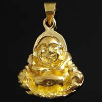 Tierische Messing Anhänger, Buddha, plattiert, keine, 16x21x4mm, Bohrung:ca. 4mm, verkauft von PC