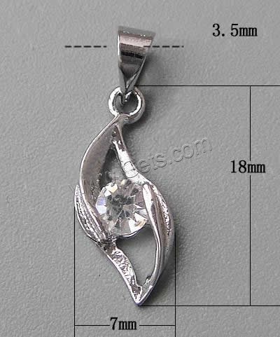 Pendentifs de feuille en laiton, Placage, avec strass, plus de couleurs à choisir, 18x7x3mm, Trou:Environ 3.5mm, 1000PC/sac, Vendu par sac