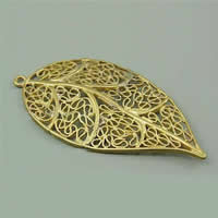 Brass Leaf Pendants, plated, filigree Approx 2mm 