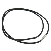 La cuerda del collar de cuero de vaca, acero inoxidable cierre de presión, Negro, 2mm, 3mm, longitud:aproximado 22 Inch, Vendido por Sarta