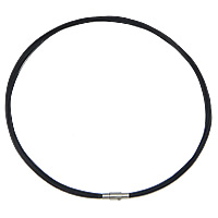 Collier en acier inoxydable fermoir caoutchouc cordon, fil de queue de tigre, laiton Fermoir baïonnette, Placage 0.38mm Environ 17 pouce, Vendu par brin