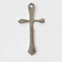 Messing Kreuz Anhänger, plattiert, keine, 24x13x1mm, Bohrung:ca. 1.5mm, verkauft von PC