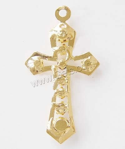 pendentifs de Croix en Laiton , Placage, avec strass, plus de couleurs à choisir, 44x24x4mm, Trou:Environ 2.2mm, 100PC/sac, Vendu par sac