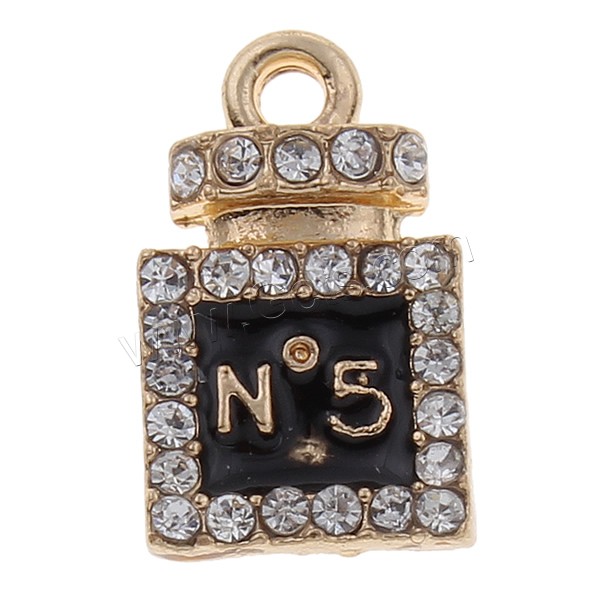 Zinc Alloy Enamel Pendants, Perfume Bottle, plated, with rhinestone, more colors for choice, nickel, lead & cadmium free, 8x14x2.5mm, Hole:Approx 1mm, Sold By PC