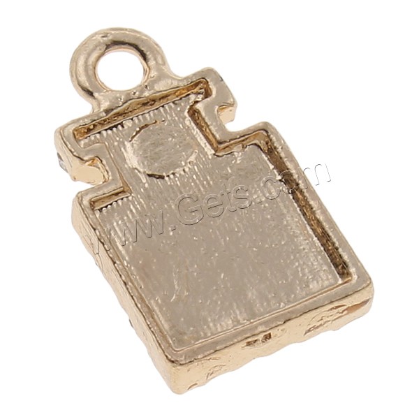 Pendentifs émail, alliage de zinc, Bouteille de parfum, Placage, avec strass, plus de couleurs à choisir, protéger l'environnement, sans nickel, plomb et cadmium, 8x14x2.5mm, Trou:Environ 1mm, Vendu par PC