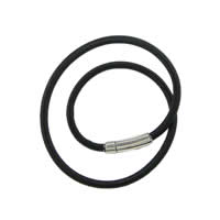 Nylon caoutchouc enduit corde collier cordon, Corde de caoutchouc revêtu en nylon, acier inoxydable 316 Fermoir baïonnette, noire, 5mm Environ 18 pouce, Vendu par brin