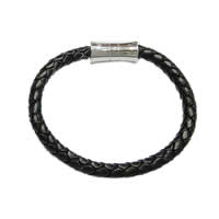 Bracelets de cuir de vachette, cuir de peau de vache, acier inoxydable 316 fermoir, longueur différente pour le choix, plus de couleurs à choisir, 6mm, Vendu par brin