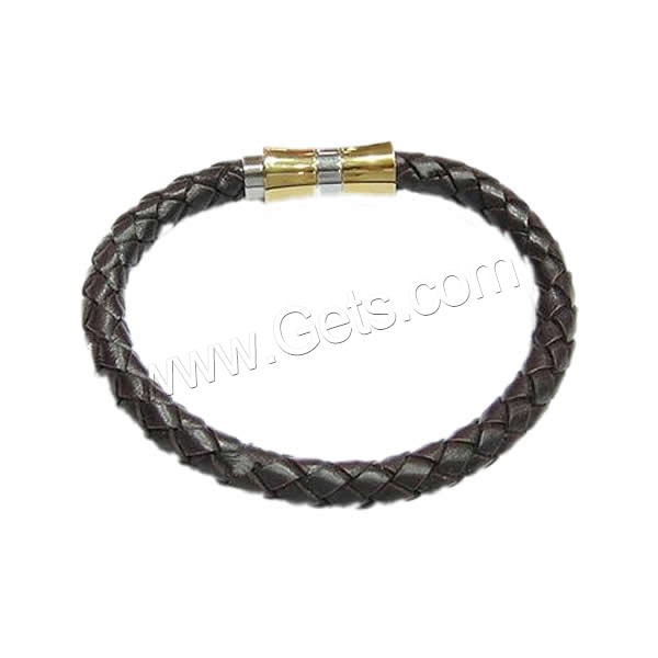 Bracelets de cuir de vachette, cuir de peau de vache, acier inoxydable 316 fermoir, Placage, longueur différente pour le choix, plus de couleurs à choisir, 6mm, Vendu par brin