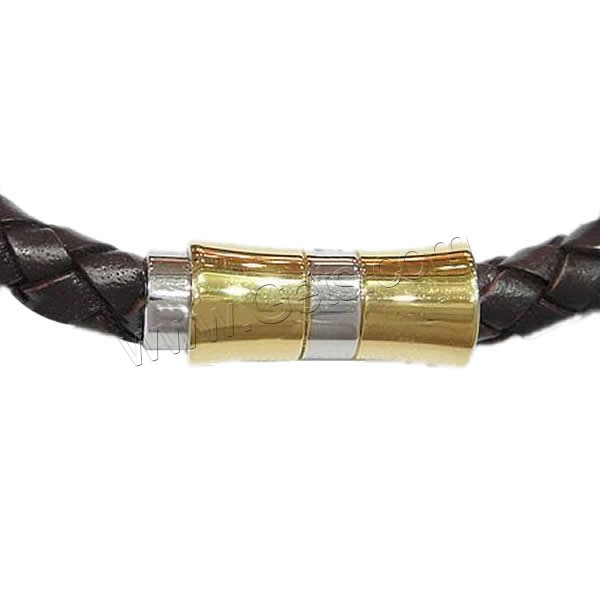 Bracelets de cuir de vachette, cuir de peau de vache, acier inoxydable 316 fermoir, Placage, longueur différente pour le choix, plus de couleurs à choisir, 6mm, Vendu par brin