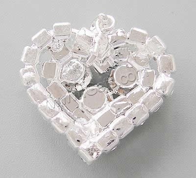 Brass Heart Pendants, plated, with rhinestone, more colors for choice, 26x23x7.5mm, Hole:Approx 6x4mm, 100PCs/Bag, Sold By Bag