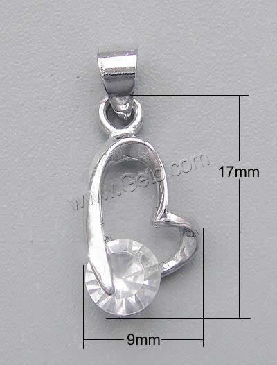 Messing Herz Anhänger, plattiert, mit Strass, keine, 17x9x4mm, Bohrung:ca. 4mm, 1000PCs/Tasche, verkauft von Tasche