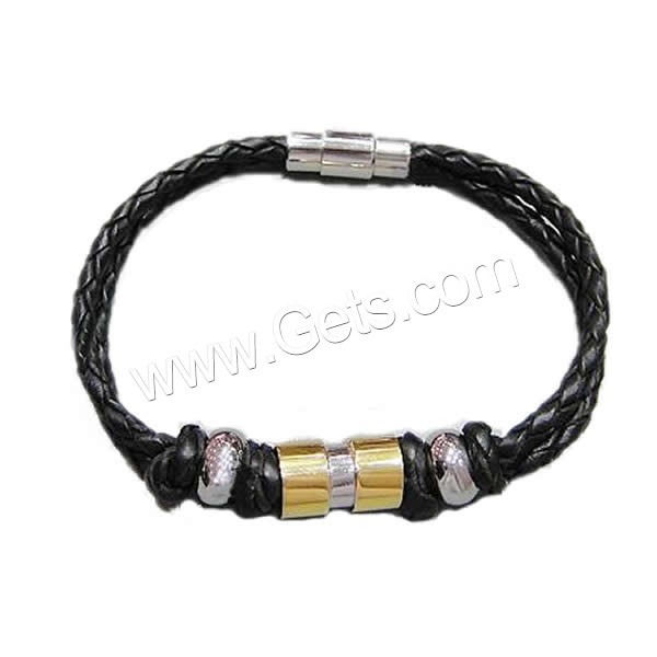 Rindsleder-Armbänder, Kuhhaut, mit 316 Edelstahl, unterschiedliche Länge der Wahl, keine, 15x9.5mm, 10x5mm, 3mm, verkauft von Strang