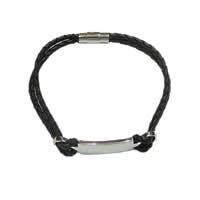 Cowhide Bracelets, with 316 Stainless Steel 3mm 